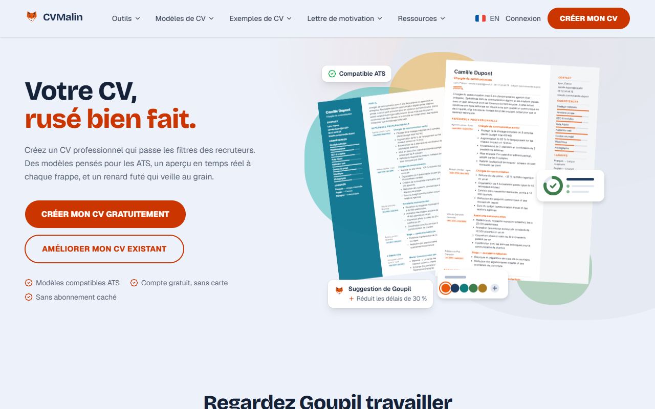 CV Malin website